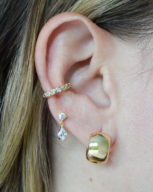 Model wearing earring stack