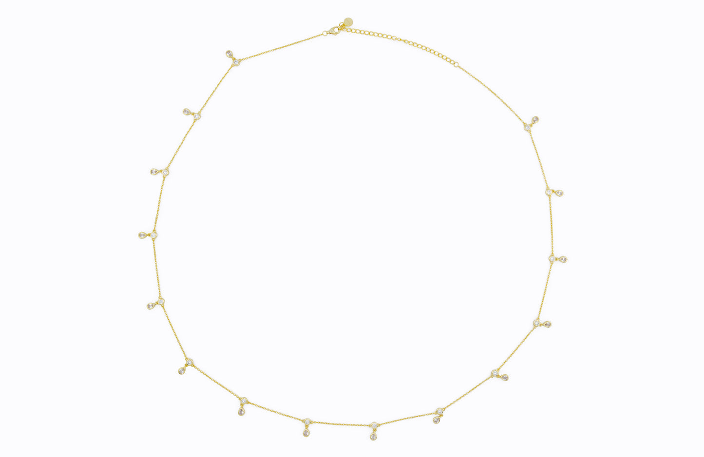 14k gold vermeil belly chain with CZ droplet accents