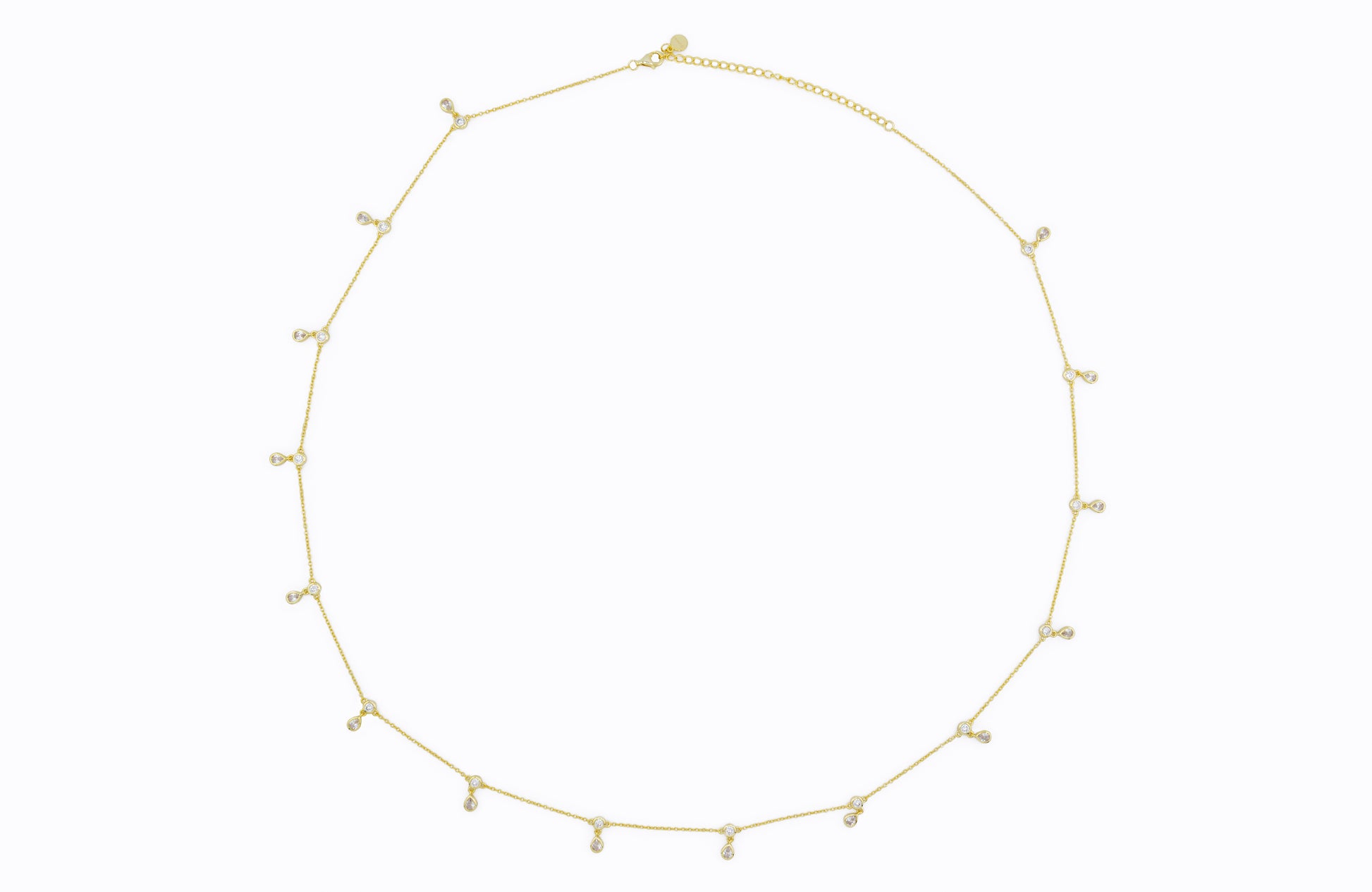 14k gold vermeil belly chain with CZ droplet accents