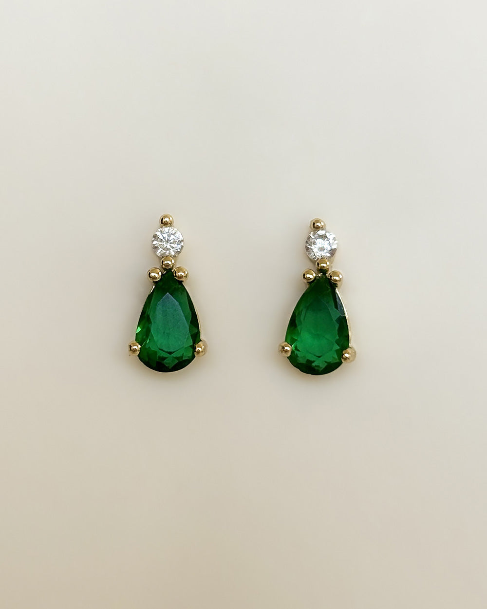 Emerald Teardrop Studs