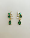 Emerald Teardrop and CZ Studs