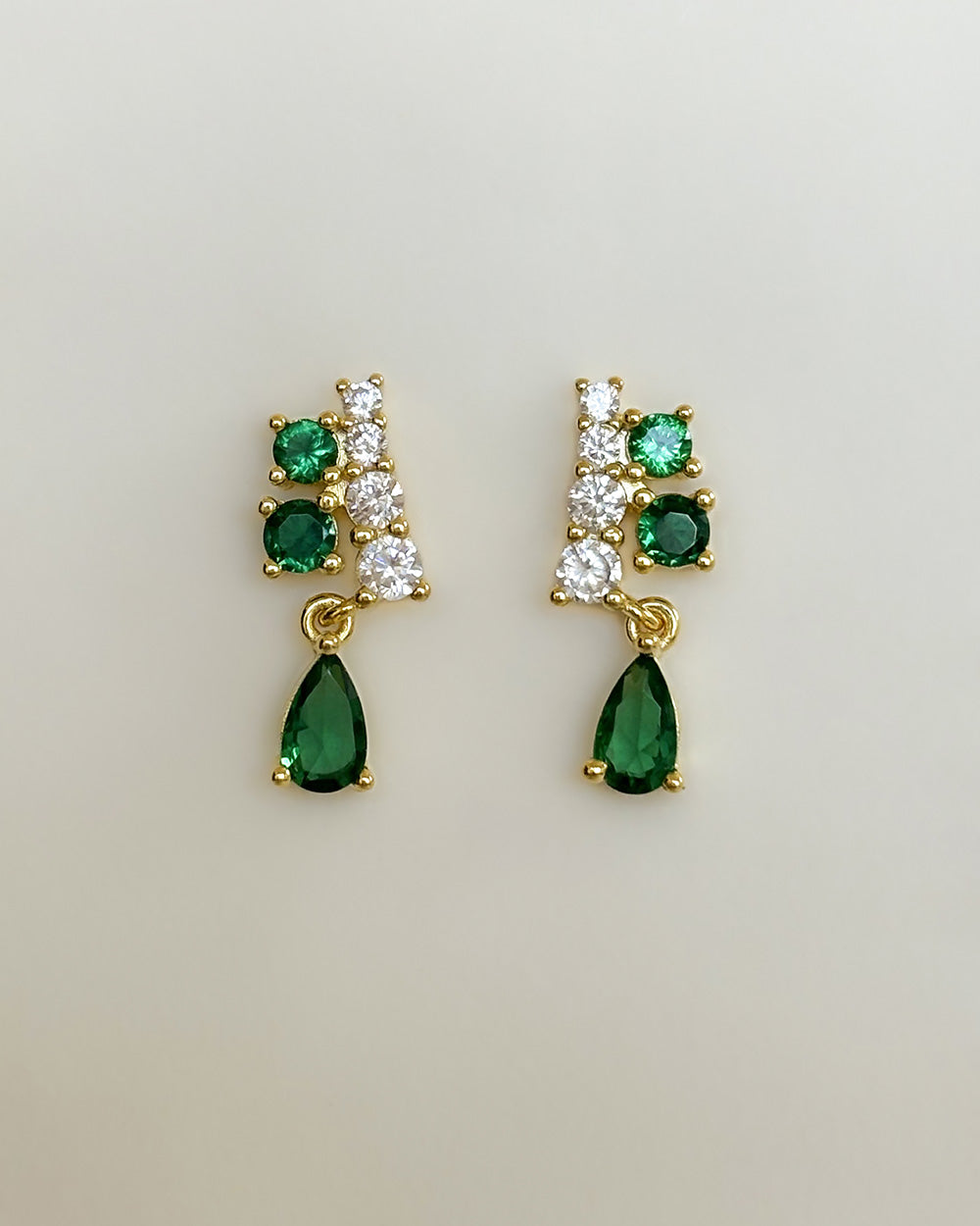 Emerald Teardrop and CZ Studs