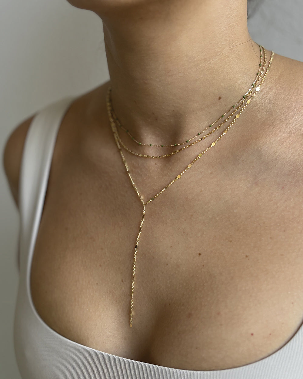 Reflective Coins Chain Lariat