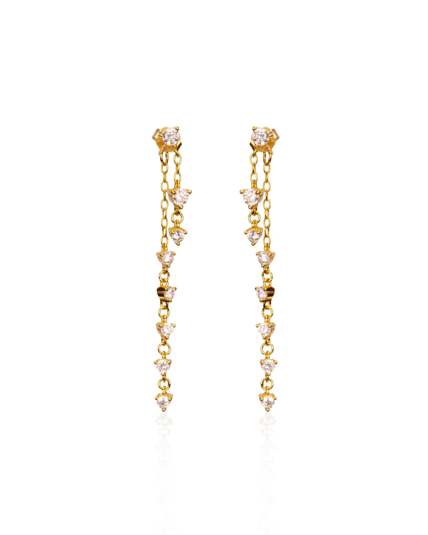 14k gold-plated sterling silver dangle earrings with dangling back piece