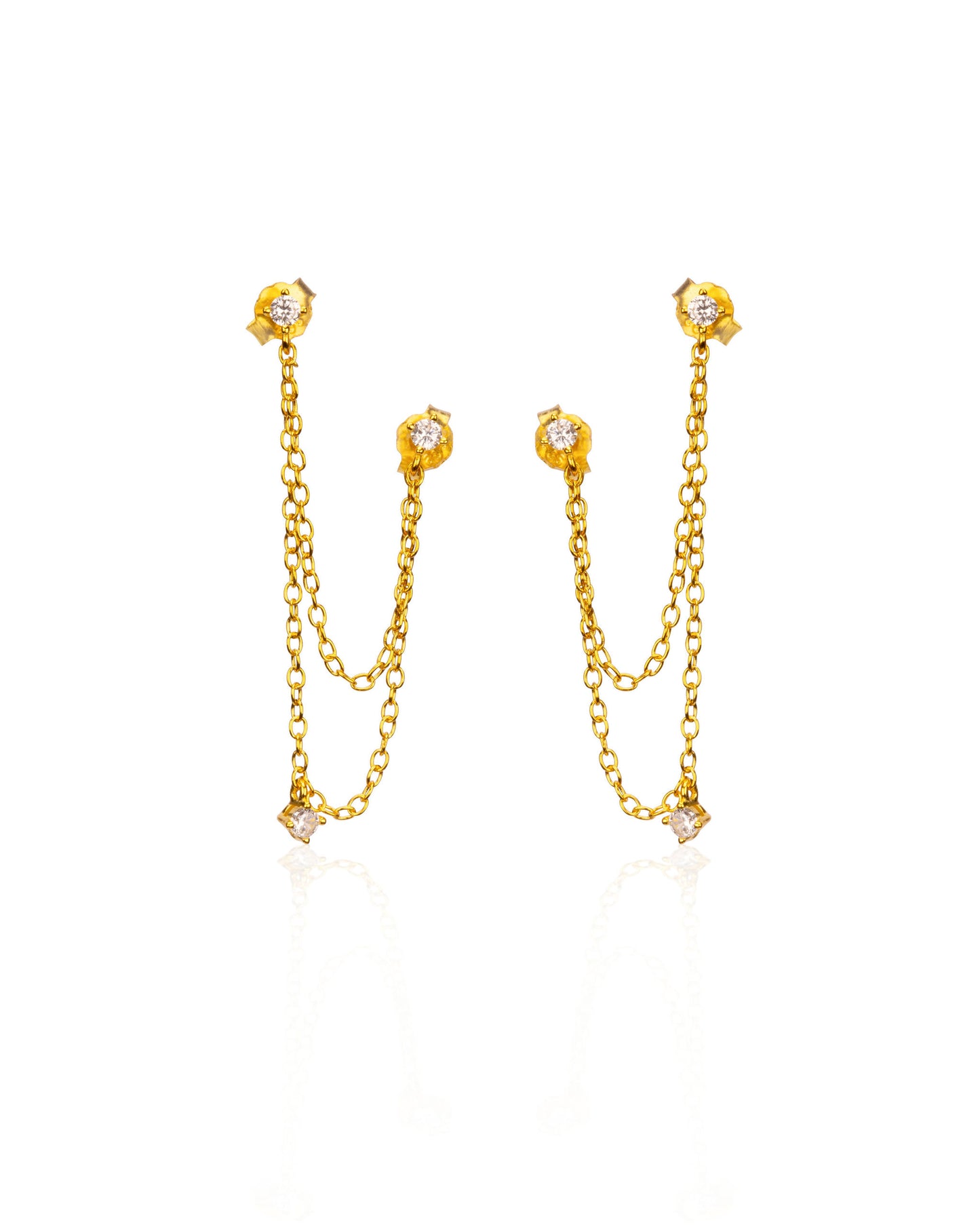 Esme Double Piercing Chain Earrings