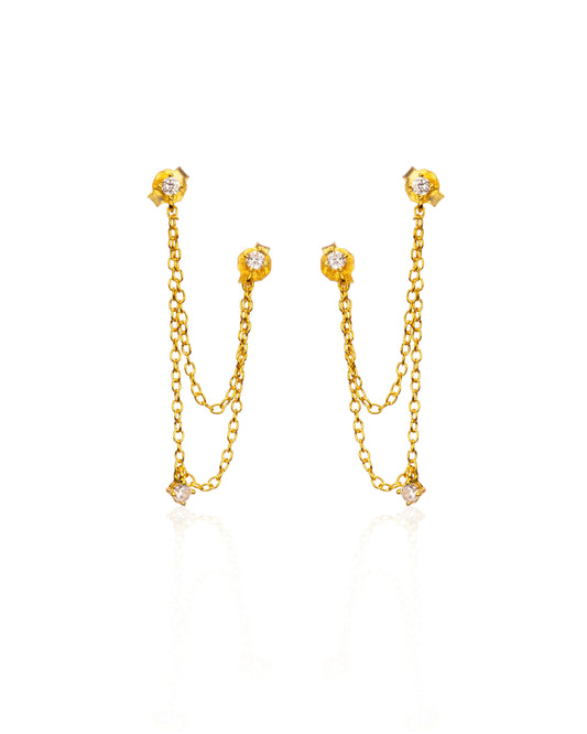 Esme Double Piercing Chain Earrings
