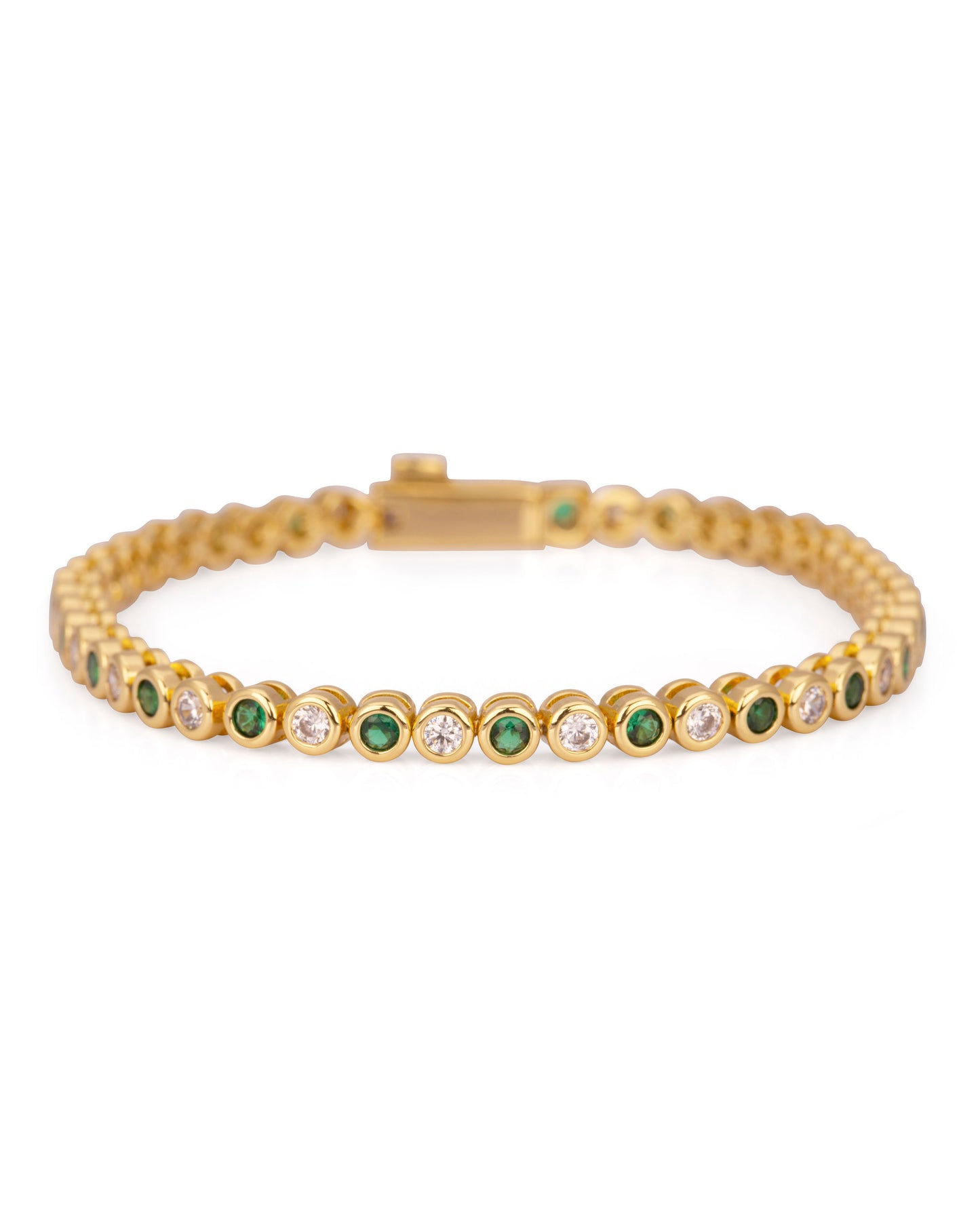 Emerald and CZ Round Tennis Bracelet