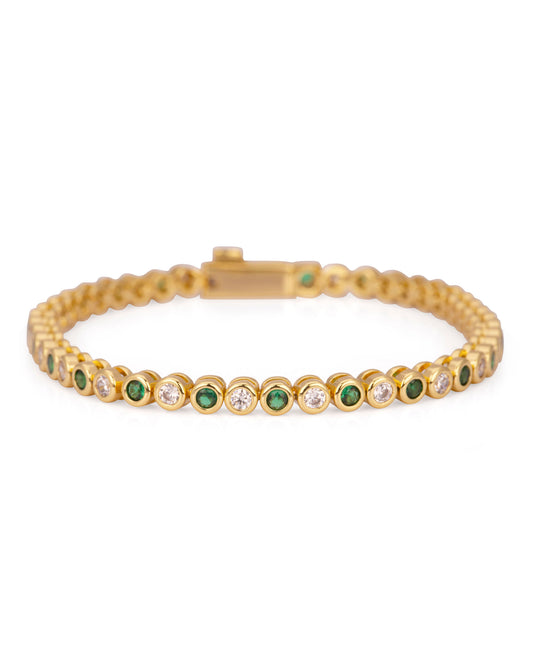 Emerald and CZ Round Tennis Bracelet