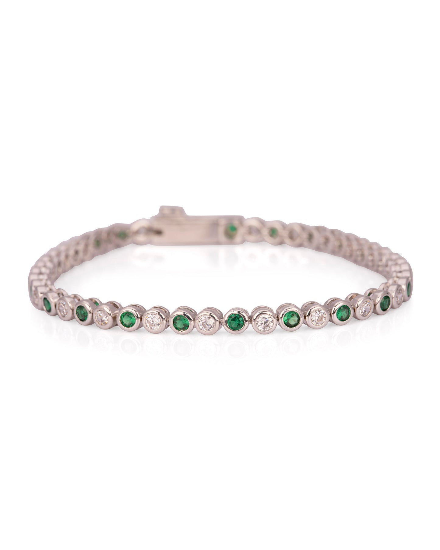 Emerald and CZ Round Tennis Bracelet