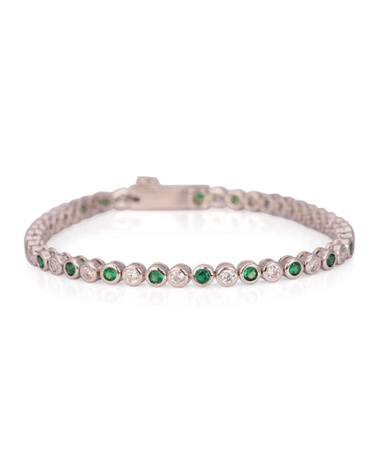 Emerald and CZ Round Tennis Bracelet
