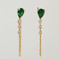 Emerald Teardrop Chained Earrings